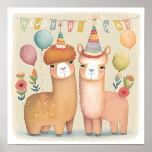Happy Birthday Alpacas Poster