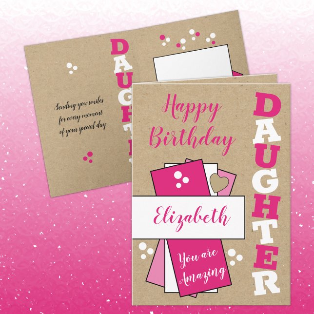 Happy Birthday amazing Daughter pink rustic Card (Creator Uploaded)