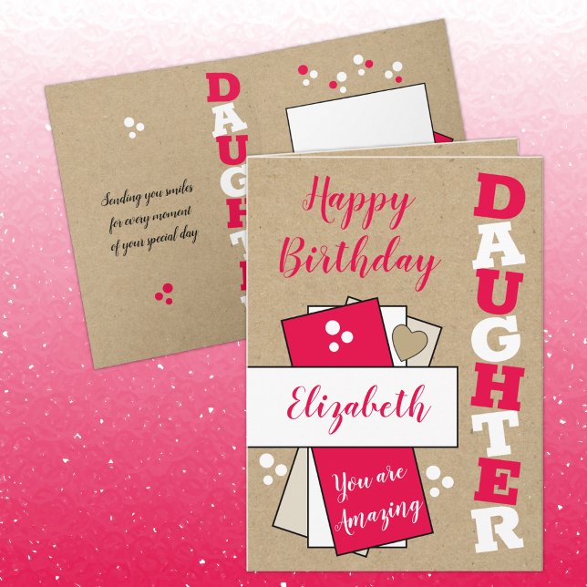 Happy Birthday amazing Daughter red rustic Card (Creator Uploaded)