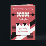 Happy Birthday amazing grandson red Card<br><div class="desc">Happy Birthday amazing grandson.
You really are awesome.
Red,  black and white.</div>