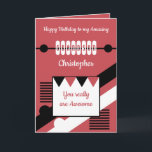 Happy Birthday amazing grandson red Card<br><div class="desc">Happy Birthday amazing grandson.
You really are awesome.
Red,  black and white.</div>