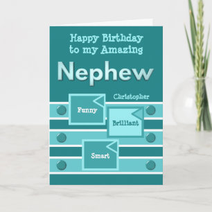 Happy Birthday Amazing Nephew turquoise green Card