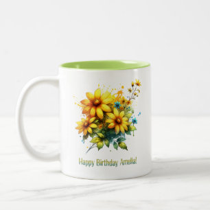 Happy Birthday Amelia Two-Tone Coffee Mug