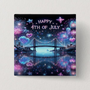Happy Birthday America 15 Cm Square Badge