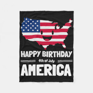 Happy Birthday America 4th Of July American Flag M Fleece Blanket