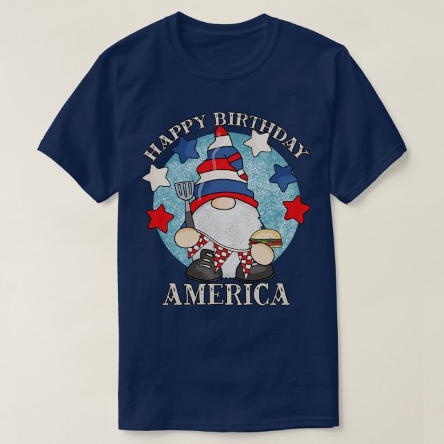 Happy Birthday America 4th Of July Funny Barbeque  T-Shirt (Design Front)