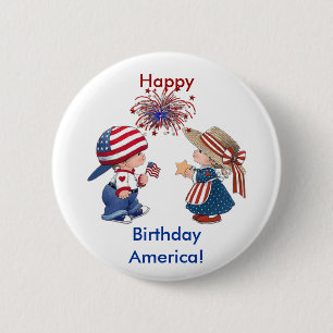 Happy Birthday America 6 Cm Round Badge