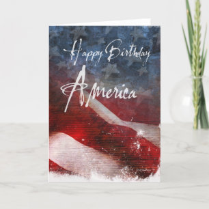 Happy Birthday America-Aged flag Card