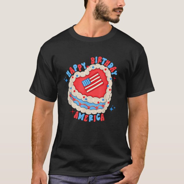 Happy Birthday America Birthday Cake 4th Of July U T-Shirt (Front)