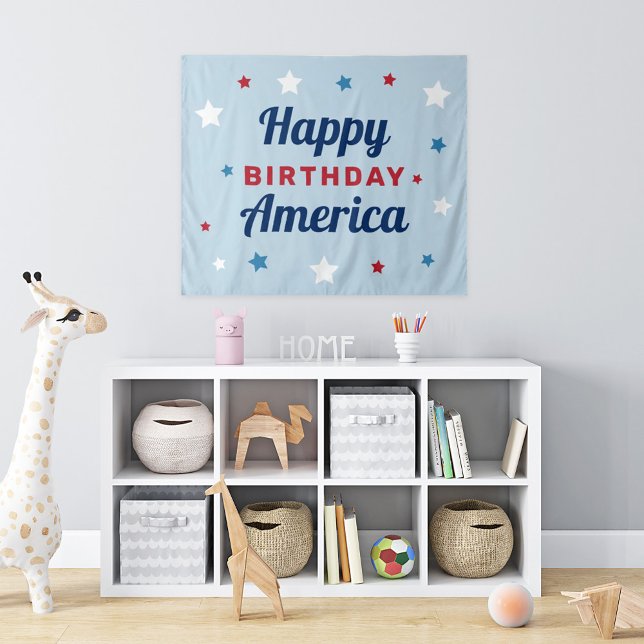 Happy Birthday America Blue 4th of July Tapestry (Creator Uploaded)