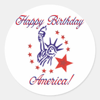 Happy Birthday America Classic Round Sticker