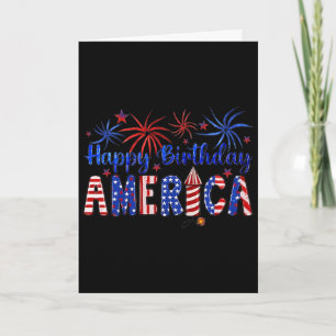 Happy Birthday America Firework Usa Flag 4th Of Ju Card
