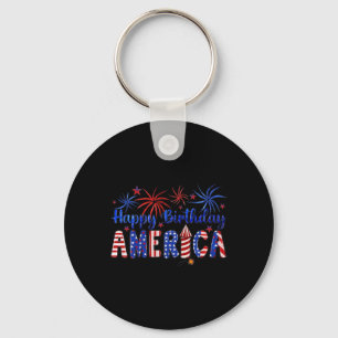 Happy Birthday America Firework Usa Flag 4th Of Ju Key Ring