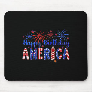 Happy Birthday America Firework Usa Flag 4th Of Ju Mouse Mat