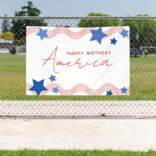 Happy Birthday America July 4th Party Banner