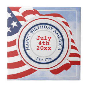 Happy Birthday America Patriotic Circles 1779 Flag Tile