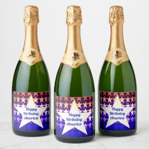 Happy Birthday America Personalise Sparkling Wine Label