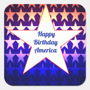 Happy  Birthday America  Personalise Square Sticker