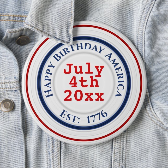 Happy Birthday America Red White Blue Patriotic 6 Cm Round Badge (In Situ)