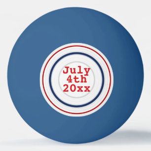 Happy Birthday America Red White & Blue Rings Ping Pong Ball