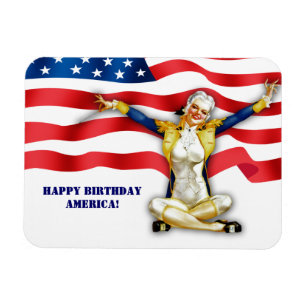 Happy Birthday, America. Retro Pin-Up  Magnet