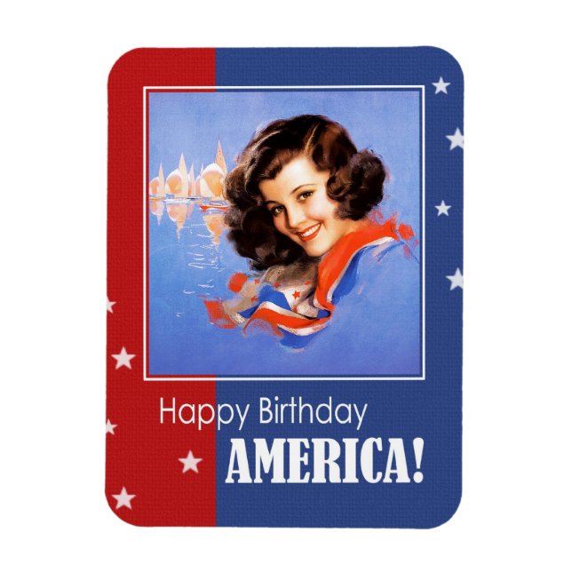 Happy Birthday, America. Retro Pin-Up  Magnet (Vertical)