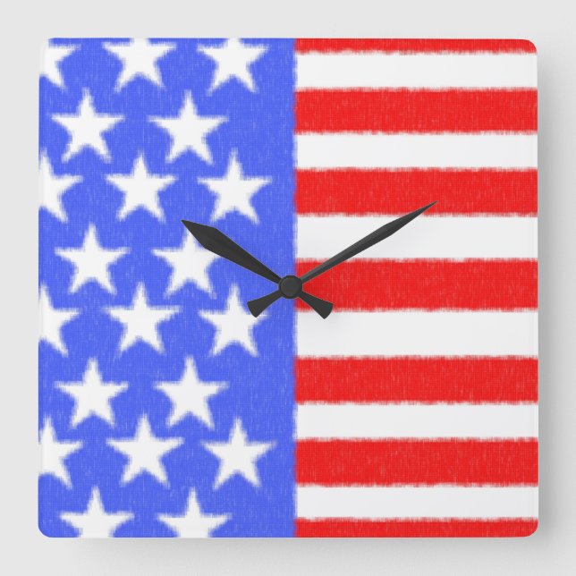 Happy  Birthday America Square Wall Clock (Front)