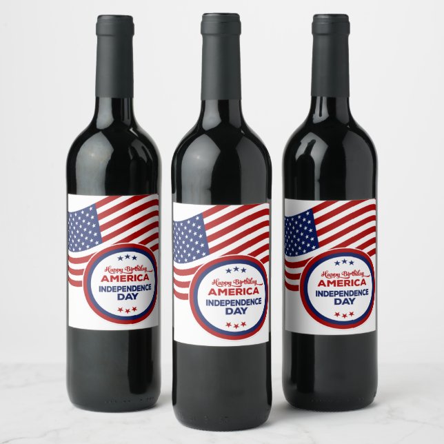 Happy Birthday America Wine Label Set (Bottles)