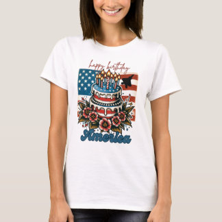 Happy Birthday America With F-22 Jet T-Shirt