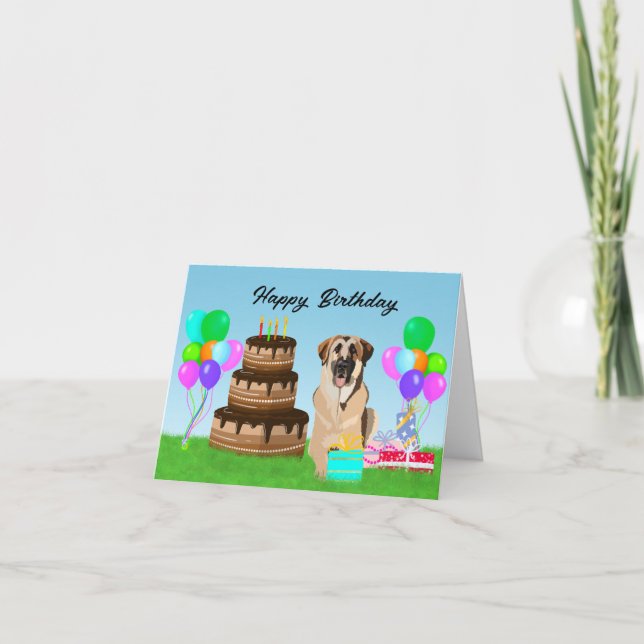 Happy Birthday Anatolian Shepherd Dog at Birthday  Card (Front)