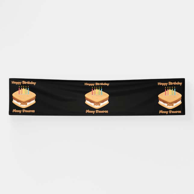 Happy Birthday And Many S'mores 2.5x12 Vinyl Banner (Horizontal)