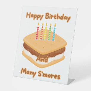 Happy Birthday And Many S'mores Pedestal Sign