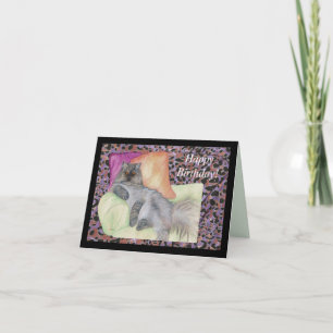 Happy Birthday and Persian Cat Greeting Card