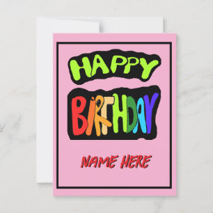 Happy birthday and personalise name postcard