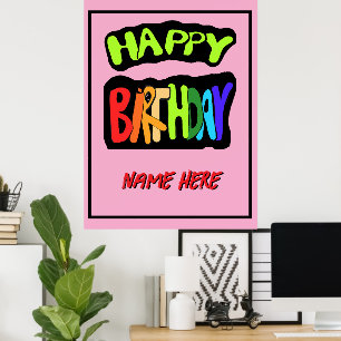 Happy birthday and personalise name poster