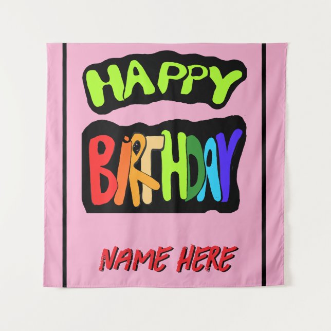 Happy birthday and personalise name tapestry (Front)