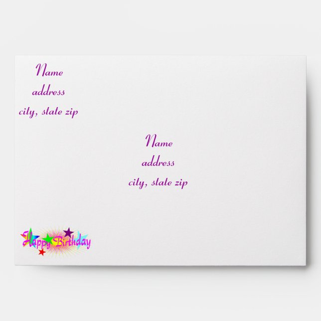 Happy Birthday and Stars - Envelope (Front)