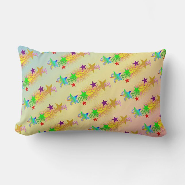 Happy Birthday and Stars - Lumbar Cushion (Front)