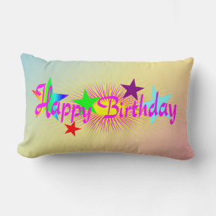 Happy Birthday and Stars - Lumbar Cushion