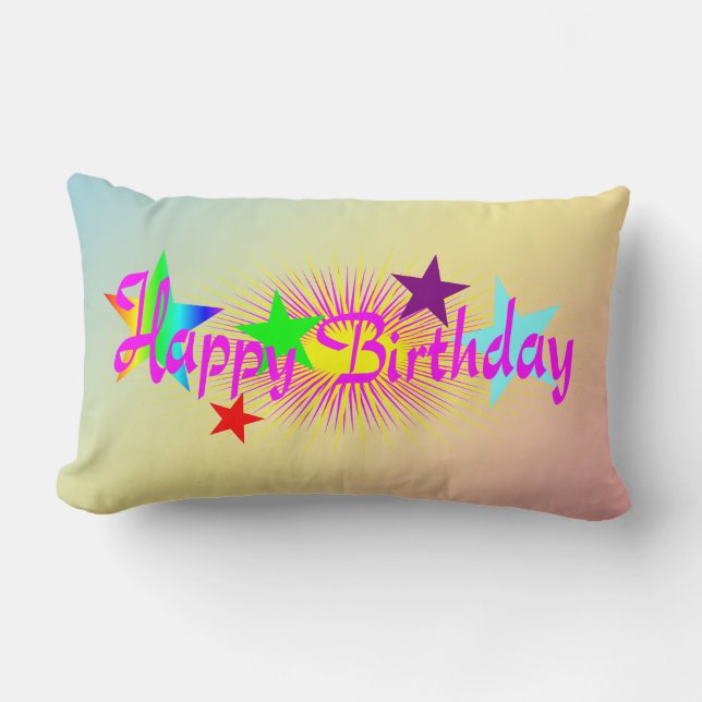 Happy Birthday and Stars - Lumbar Cushion (Front)
