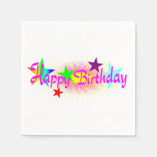 Happy Birthday and Stars - Napkin