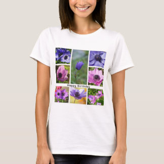 Happy Birthday Anemone Photo Collage T-Shirt