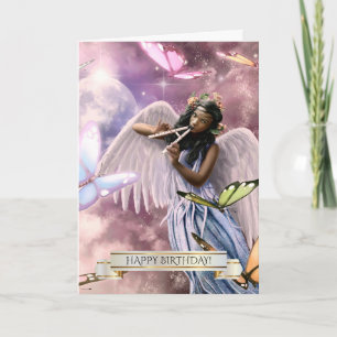 Happy Birthday. Angel with Butterflies Card