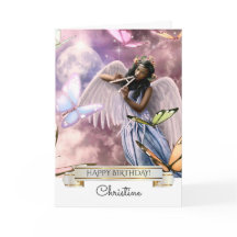 Happy Birthday. Angel with Butterflies Card