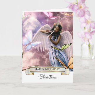 Happy Birthday. Angel with Butterflies Card