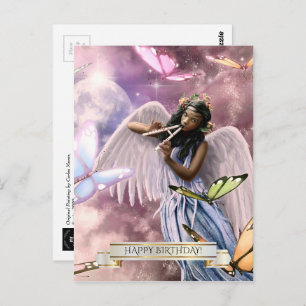 Happy Birthday. Angel with Butterflies Postcard