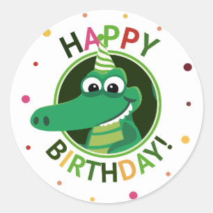 happy birthday animal Classic Round Sticker