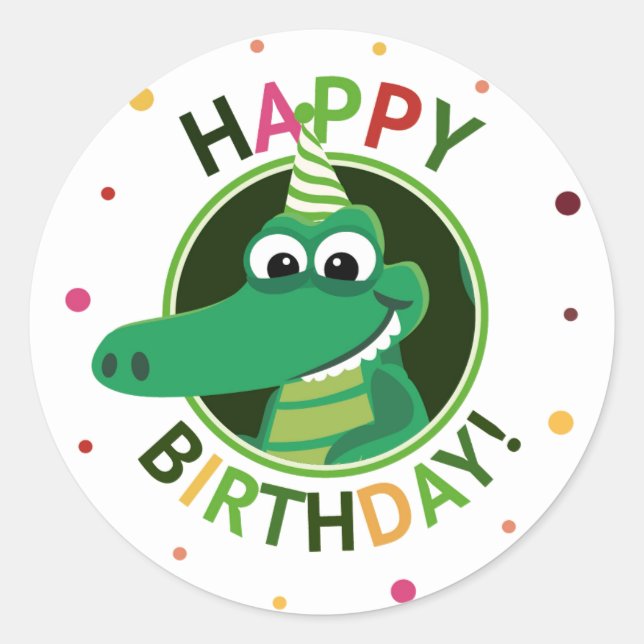 happy birthday animal Classic Round Sticker (Front)