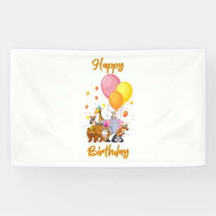 Happy Birthday Animal Collection 3x5 Vinyl Banner
