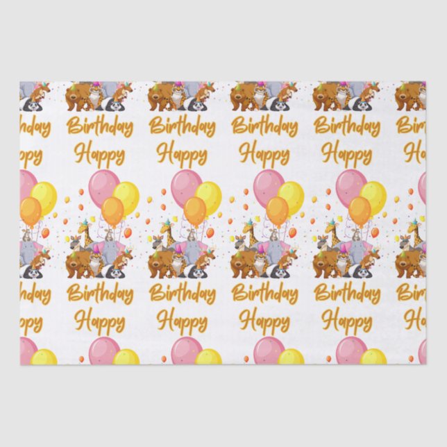 Happy Birthday Animal Collection Tissue Paper (Front)